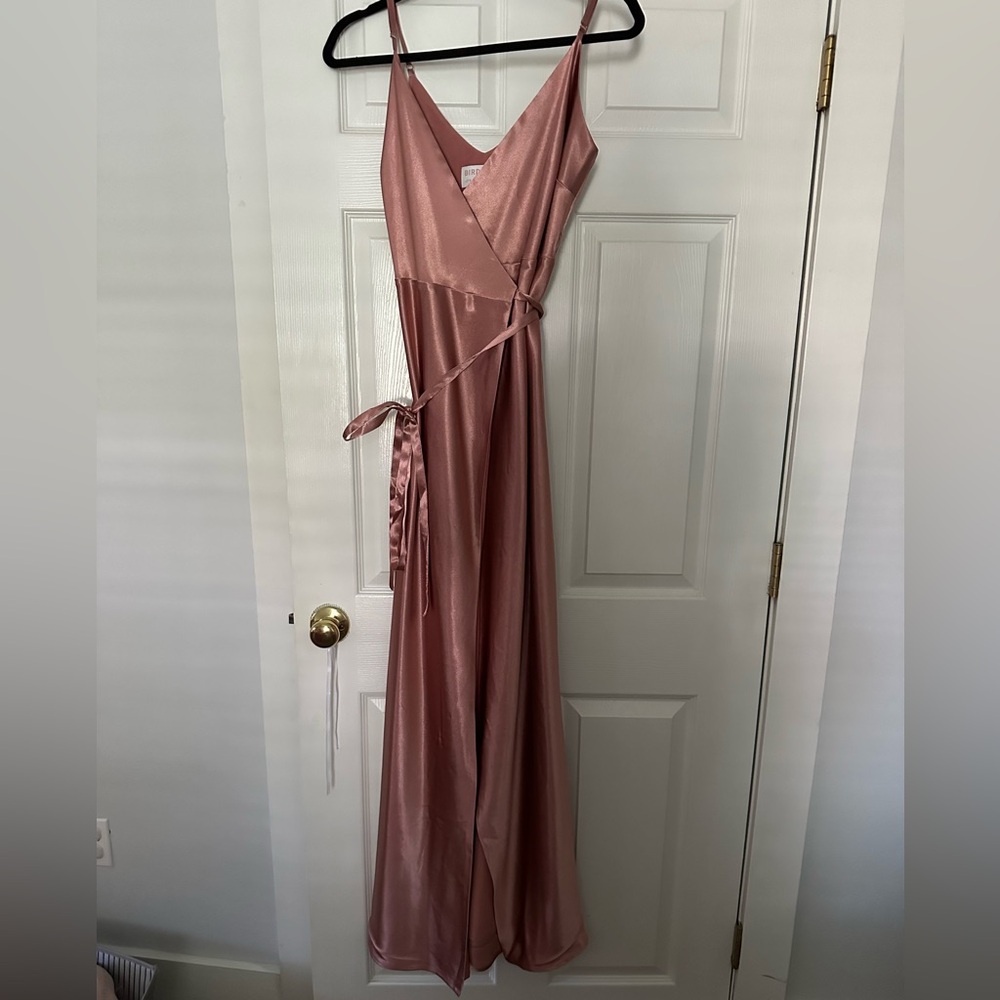 Birdy Grey Satin Wrap Bridesmaid Dress